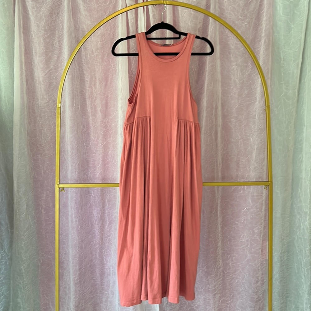 ZARA Rust Cotton Basic Maxi Dress